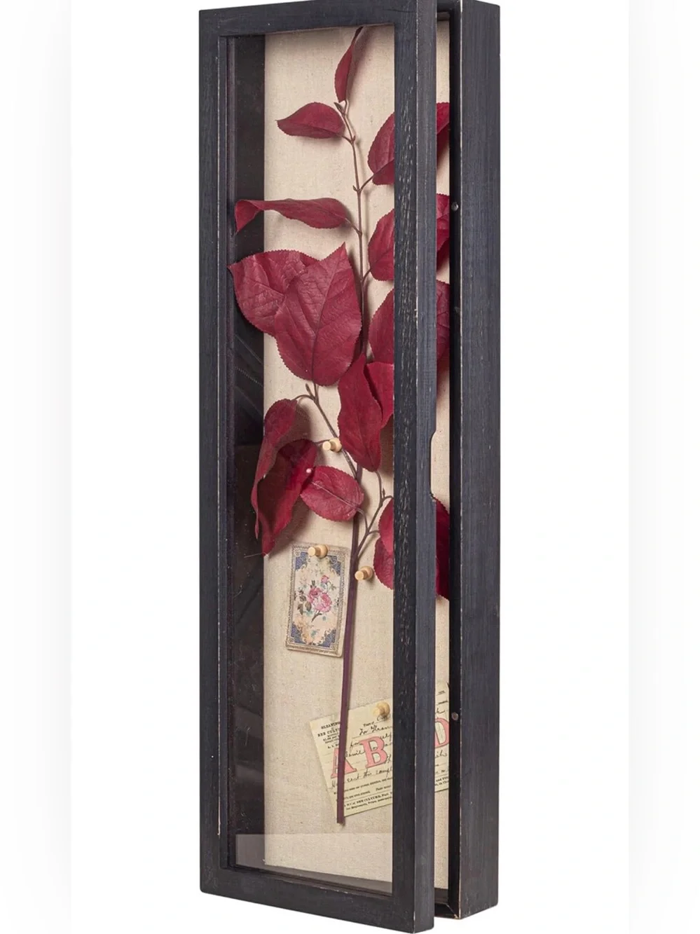 Tall Narrow Shadow Box Display Frame in Black and Beige